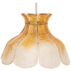 Vintage 1970s Murano Amber Glass Petal Pendant Light by Carl Nason for Mazzega