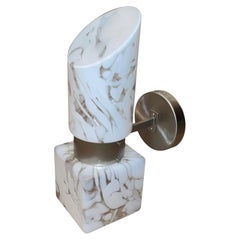 1970's Murano Art Glass Single Wall Sconce in White Mottled Glass