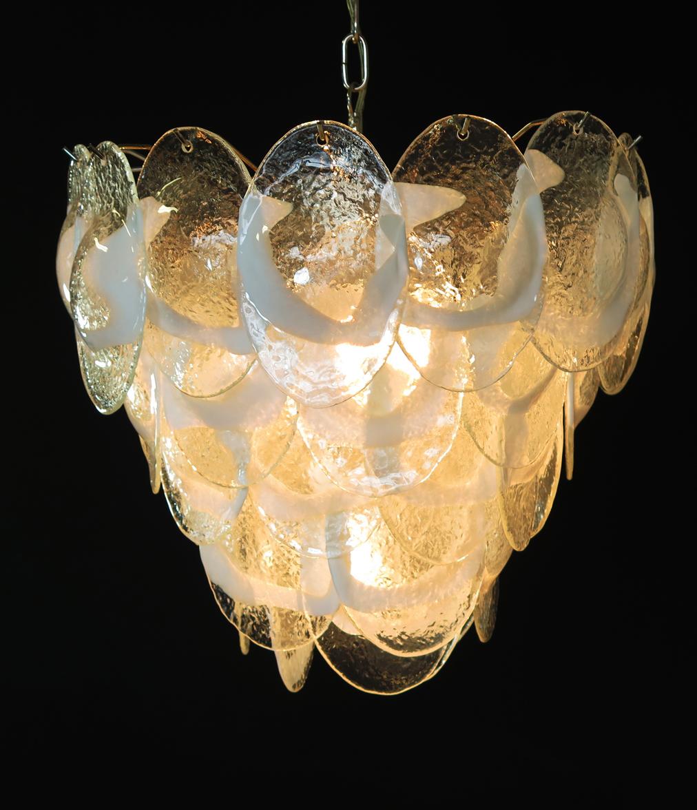 Mid-Century Modern 1970's Murano Chandelier by Mazzega - 41 Lattimo Glasses For Sale