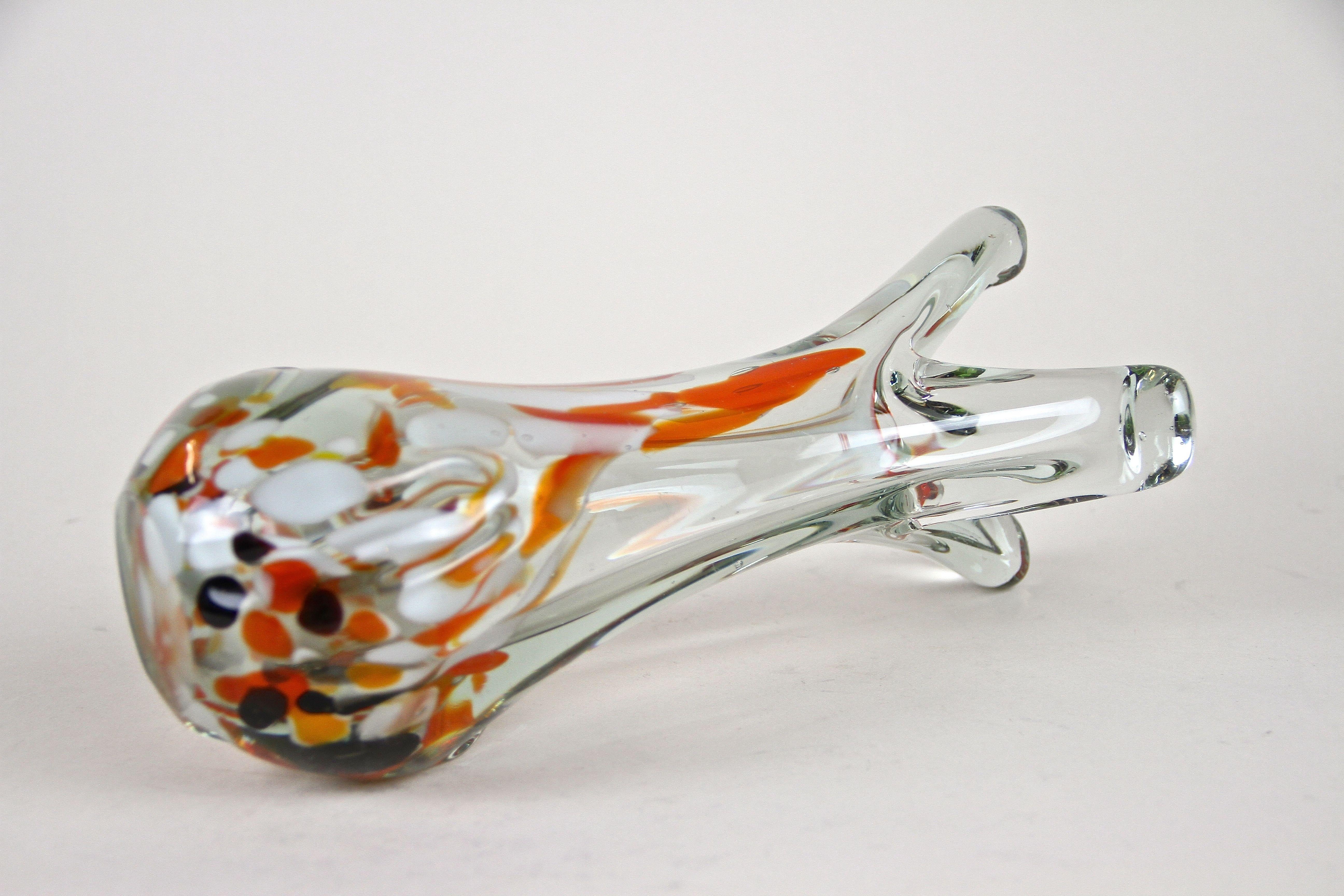 1970s Murano Clear Glass Vase with Color Spots, Italy, circa 1970 For Sale 1