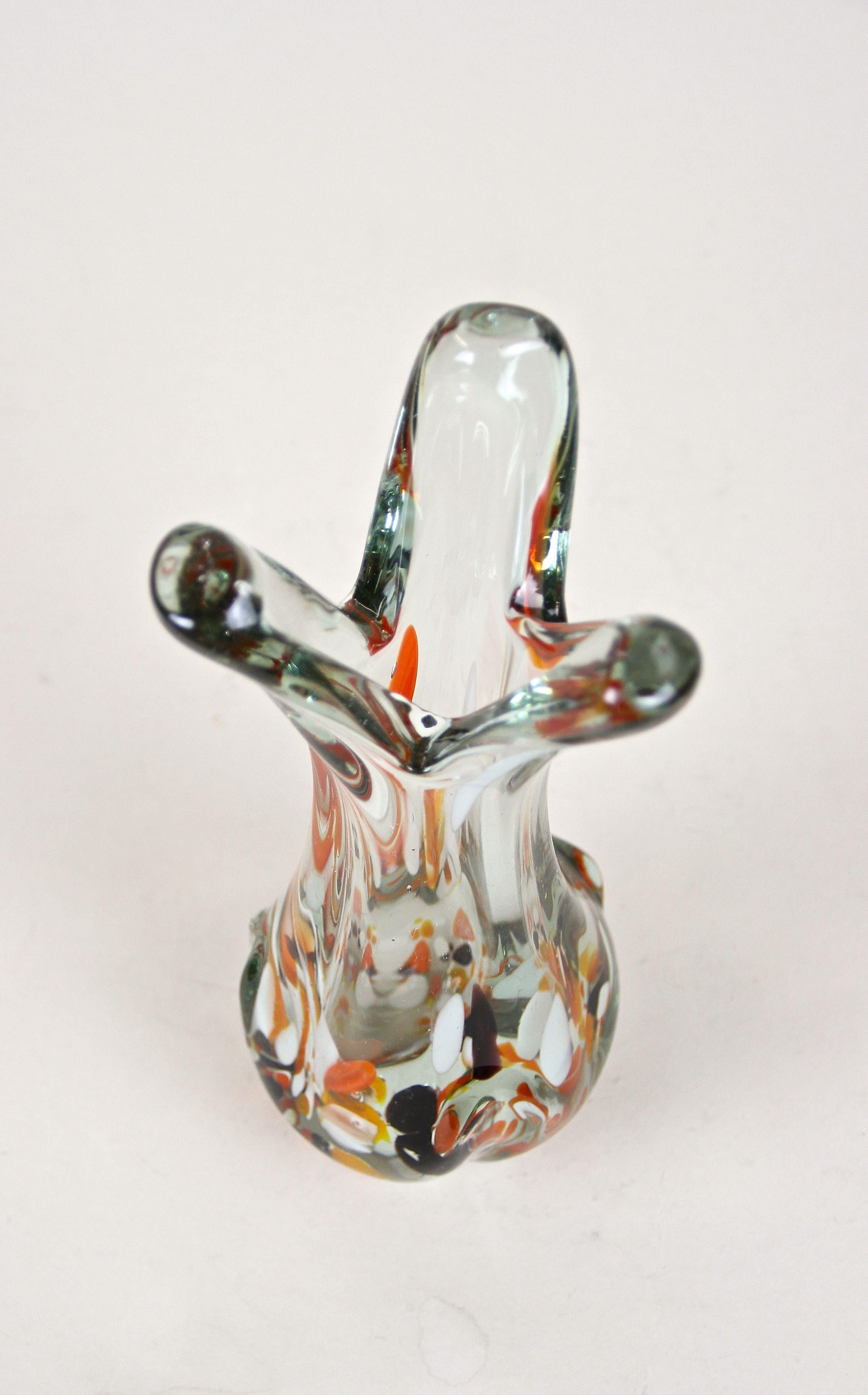 1970s Murano Clear Glass Vase with Color Spots, Italy, circa 1970 For Sale 6