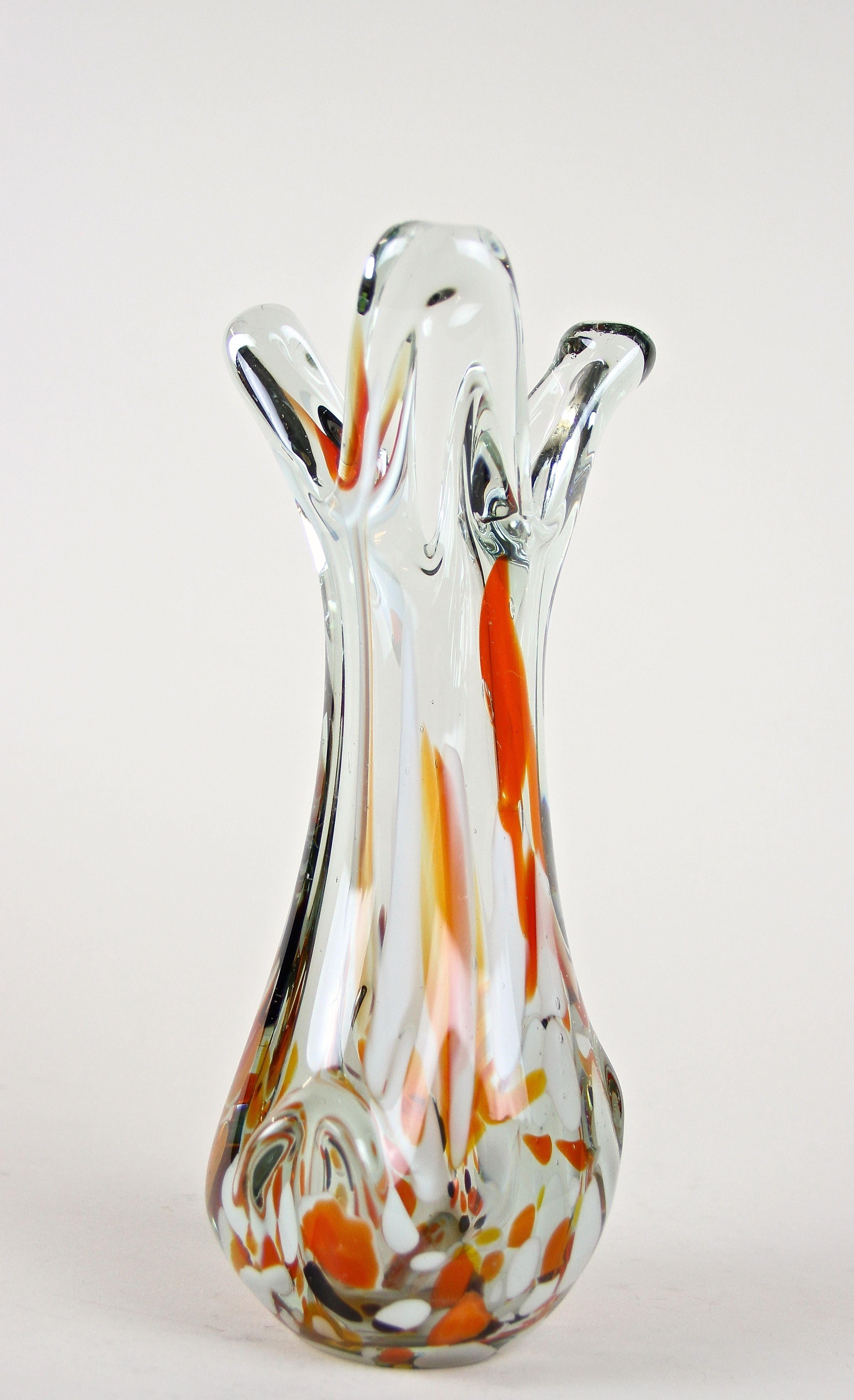 20th Century 1970s Murano Clear Glass Vase with Color Spots, Italy, circa 1970 For Sale