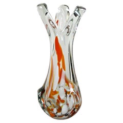 1970s Murano Clear Glass Vase with Color Spots, Italy, circa 1970
