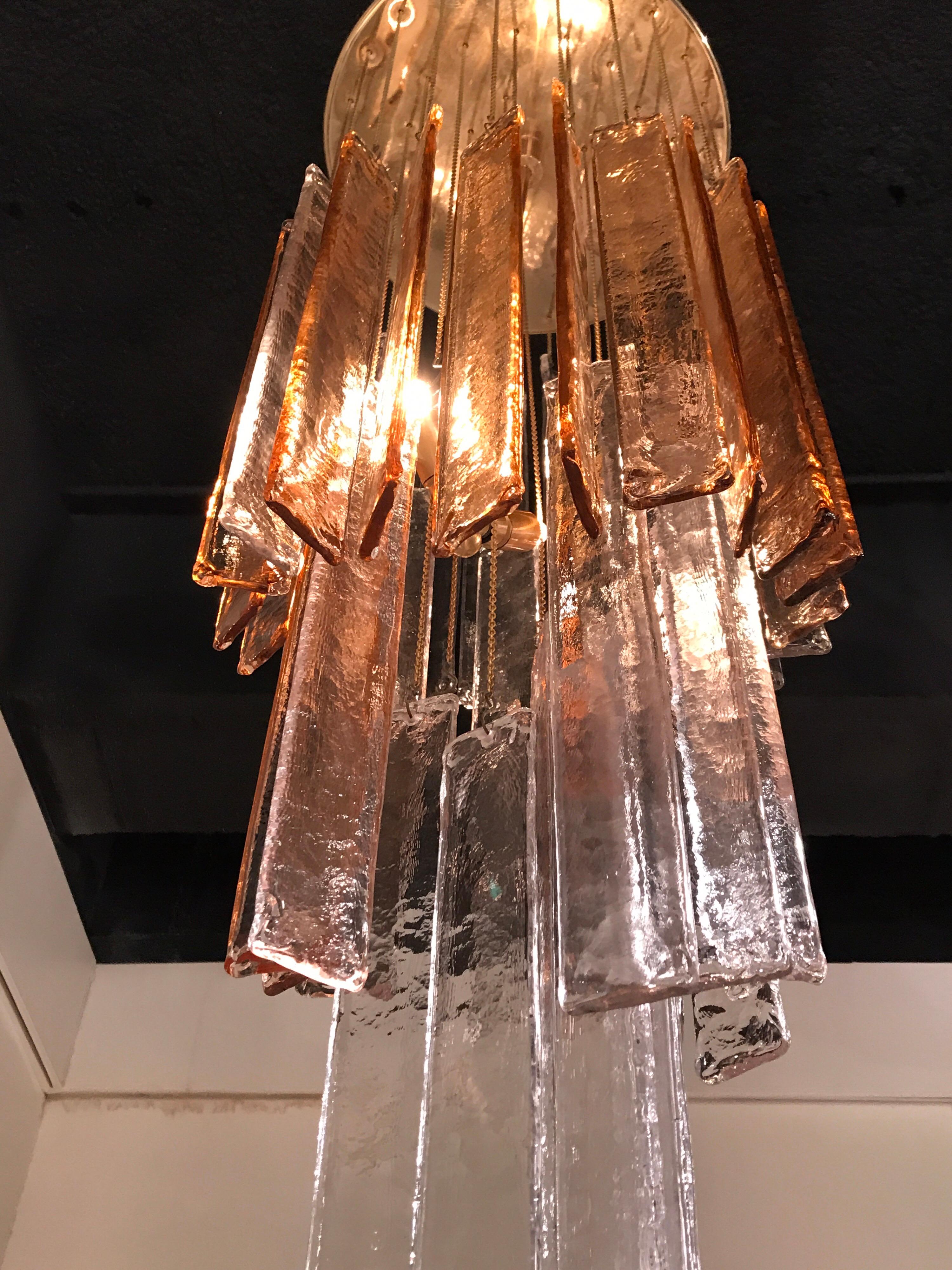 Mid-Century Modern 1970s Murano Frosted Glass Pendant Light