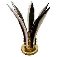 1970S Murano Glass And Brass Leaf Lamp