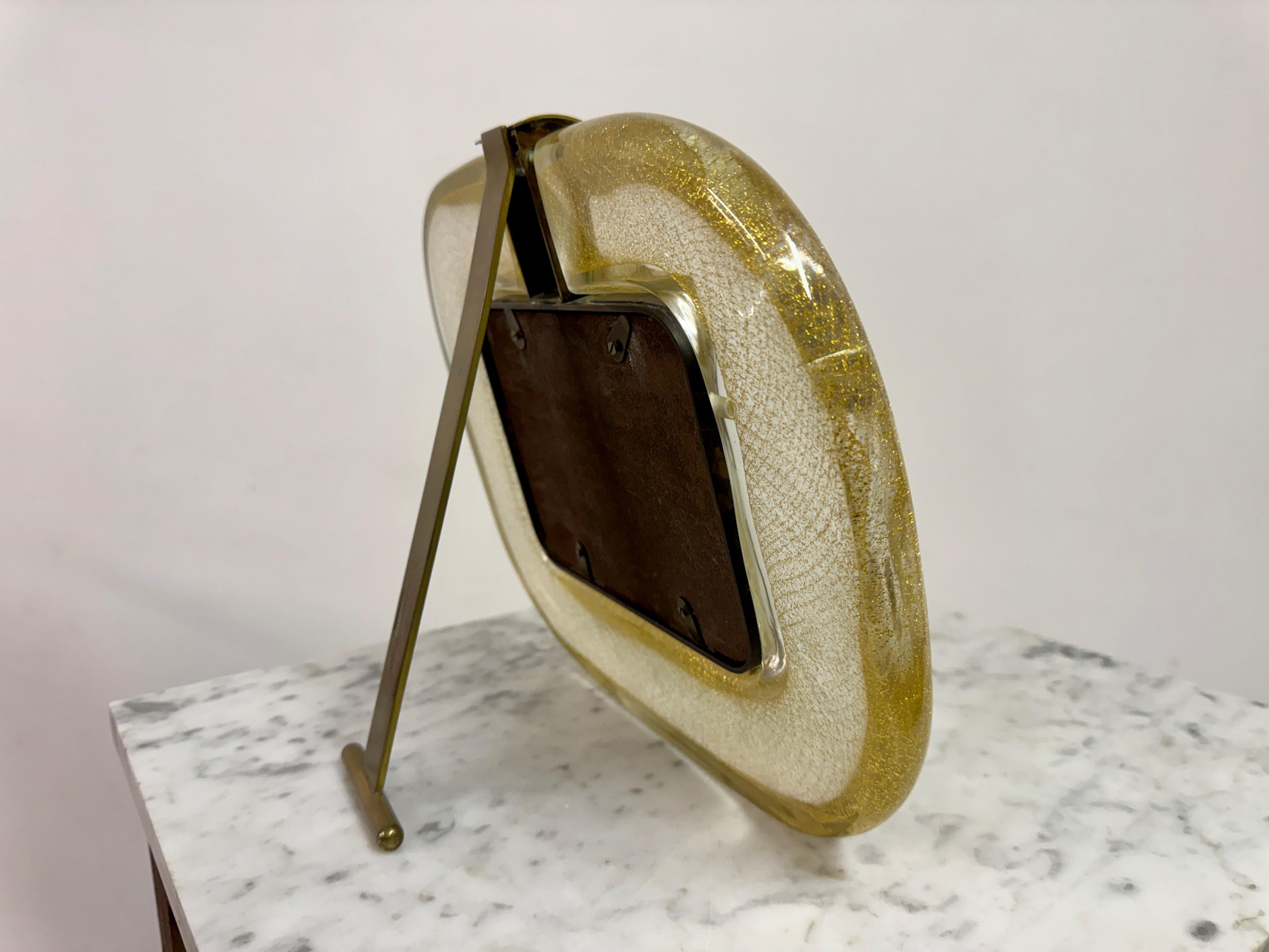 1970s Murano Glass and Brass Photo Frame by Tommaso Barbi For Sale 6