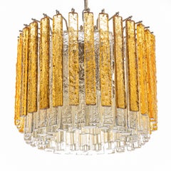 1970's Murano Glass and Chrome Chandelier by Venini