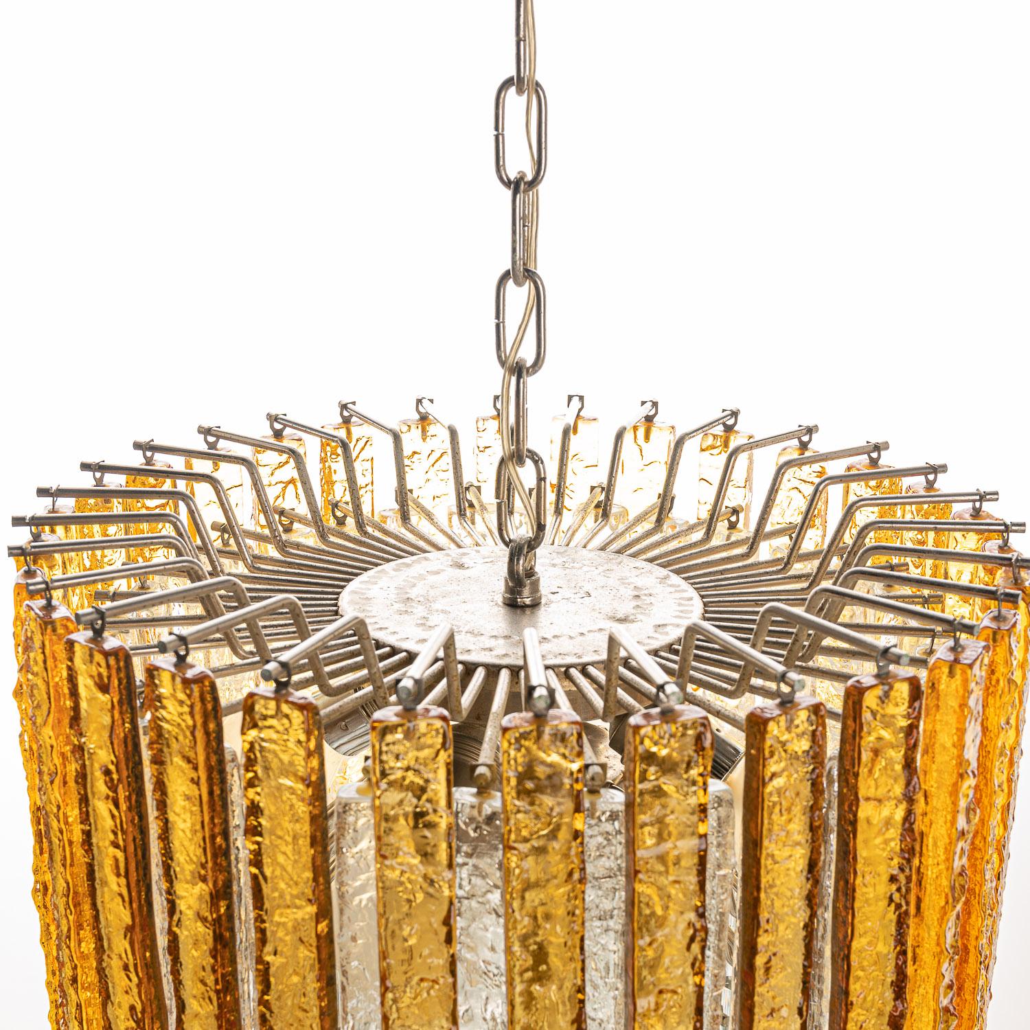 1970's Murano Glass and Chrome Chandelier by Venini For Sale 3
