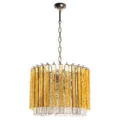 1970's Murano Glass and Chrome Chandelier by Venini