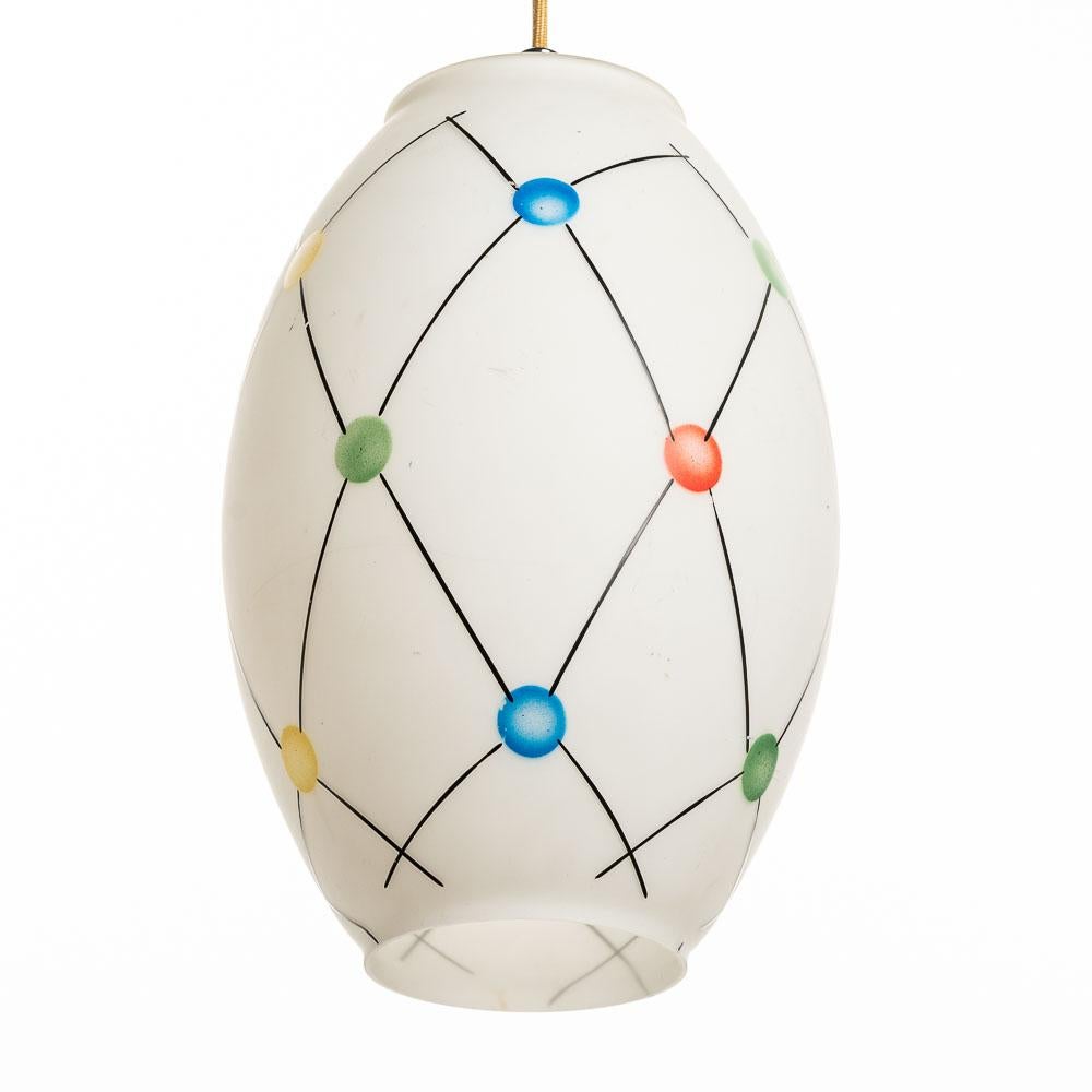 1970s Murano Glass and Colorful Murrine Pendant Light In Fair Condition For Sale In Schoorl, NL