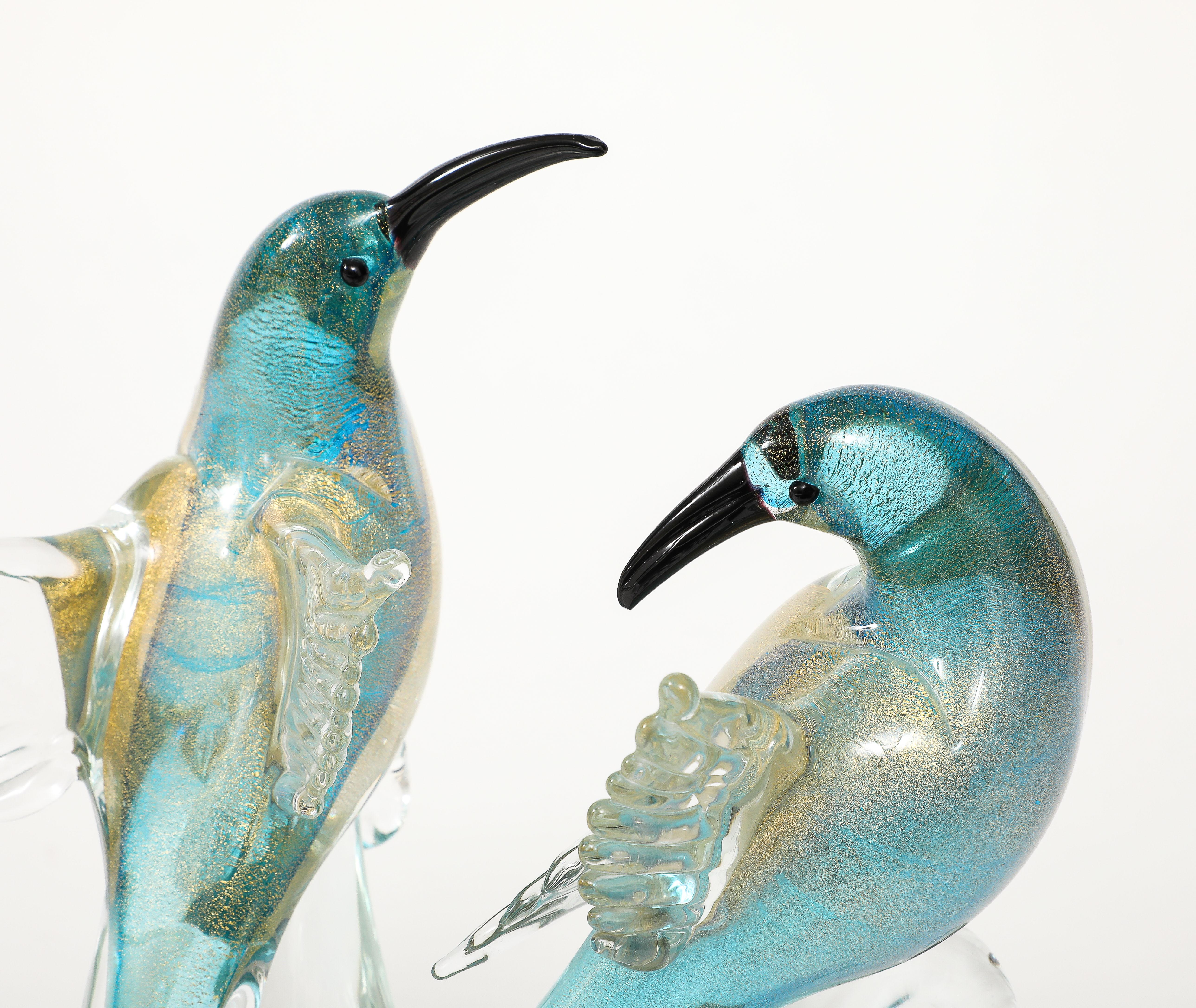 Mid-Century Modern 1970's Murano Glass Birds Sculptures