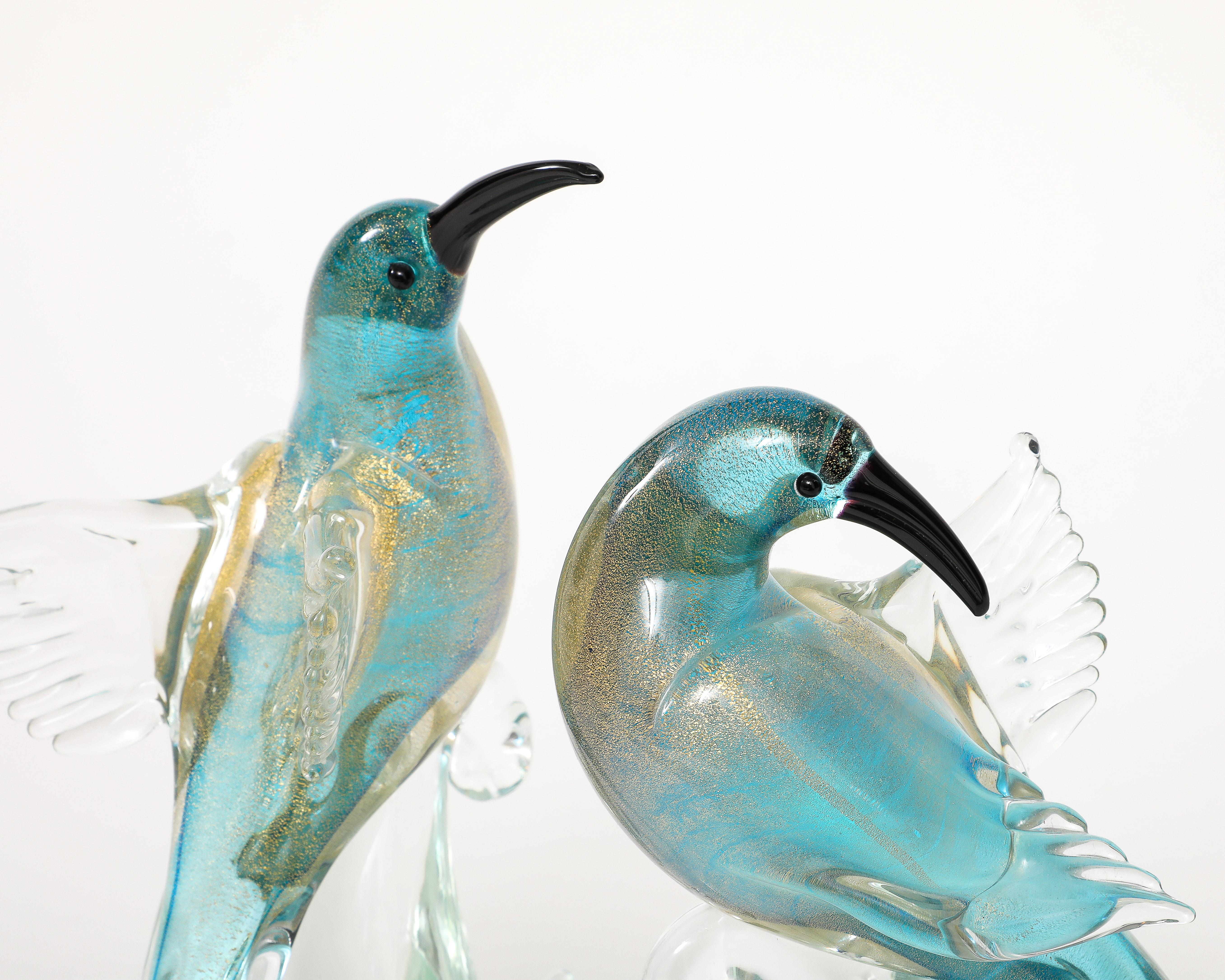 Italian 1970's Murano Glass Birds Sculptures