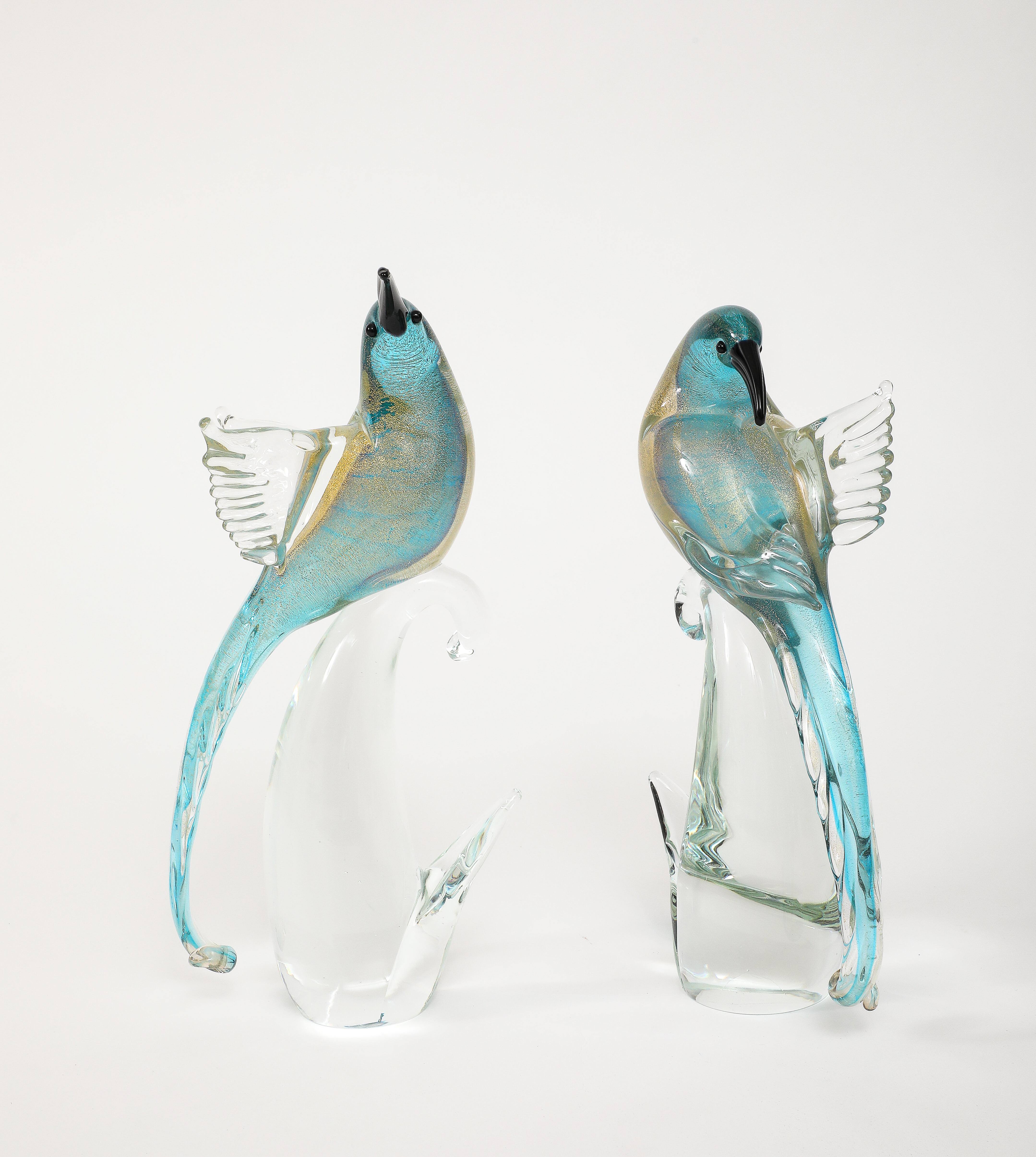 Late 20th Century 1970's Murano Glass Birds Sculptures