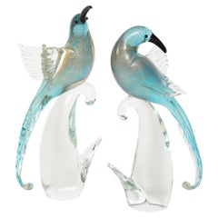 Retro 1970's Murano Glass Birds Sculptures