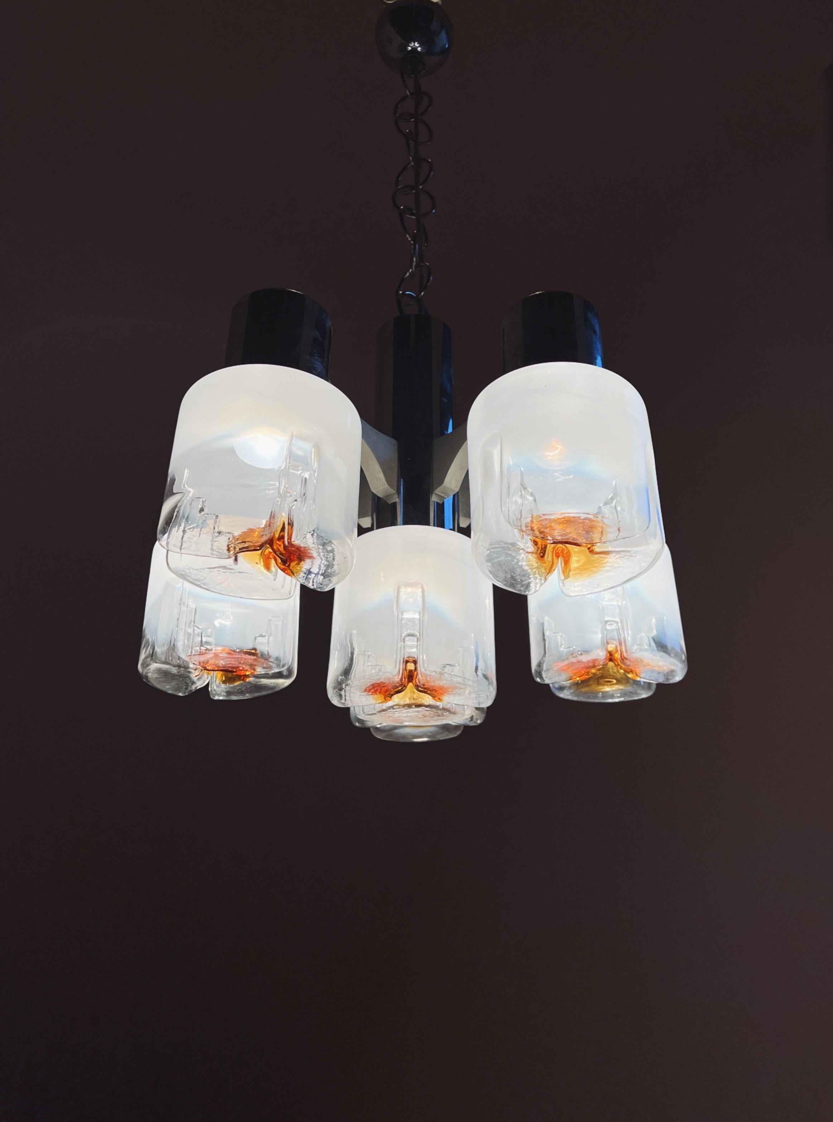 Italian 1970s Murano glass ceiling light by Mazzega For Sale