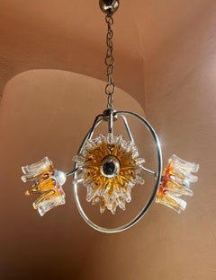 1970s Murano Glass Chandelier Designed by Toni Zuccheri mid century modern