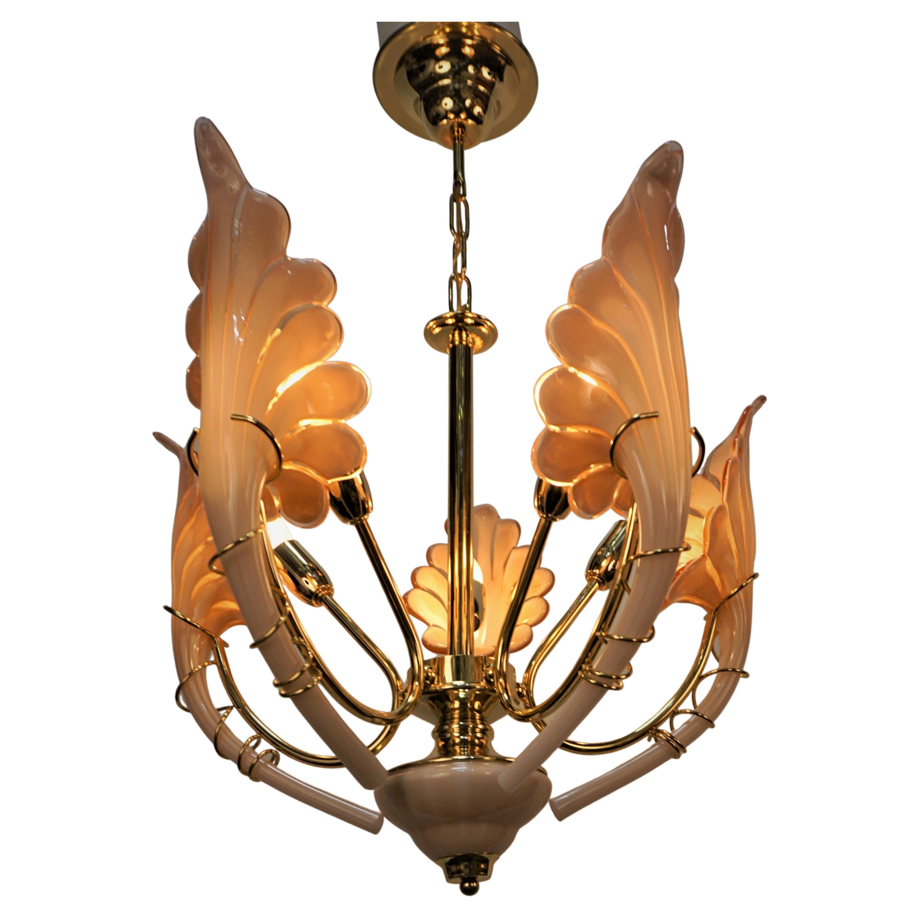 1970'S Murano Glass Chandelier For Sale