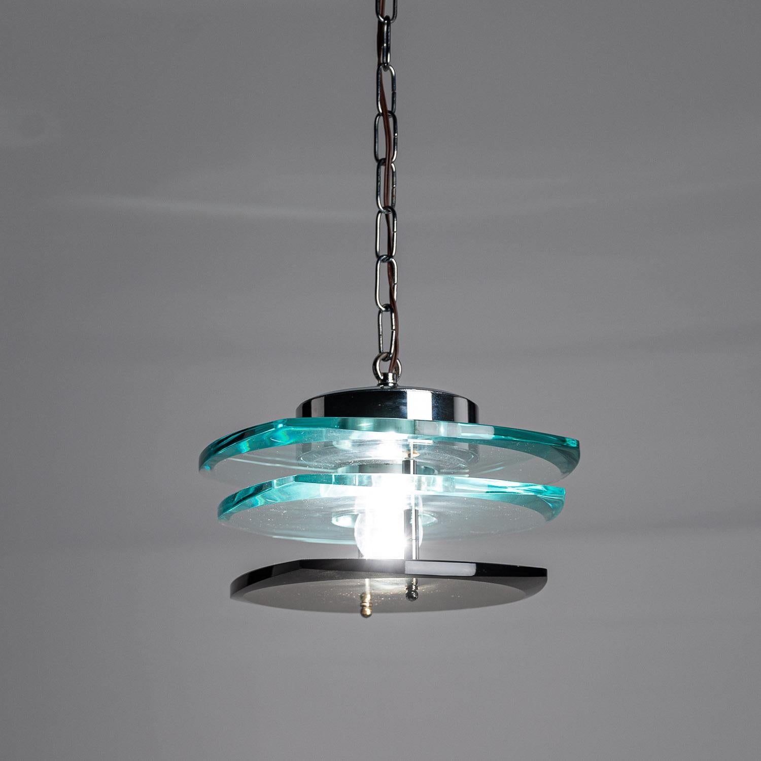 Ciondolo in vetro di Murano e cromo del 1970 di Cristal Arte in vendita 6