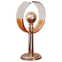 Vintage 1970s Murano Glass Chrome Table Lamp by Carlo Nason for Mazzega