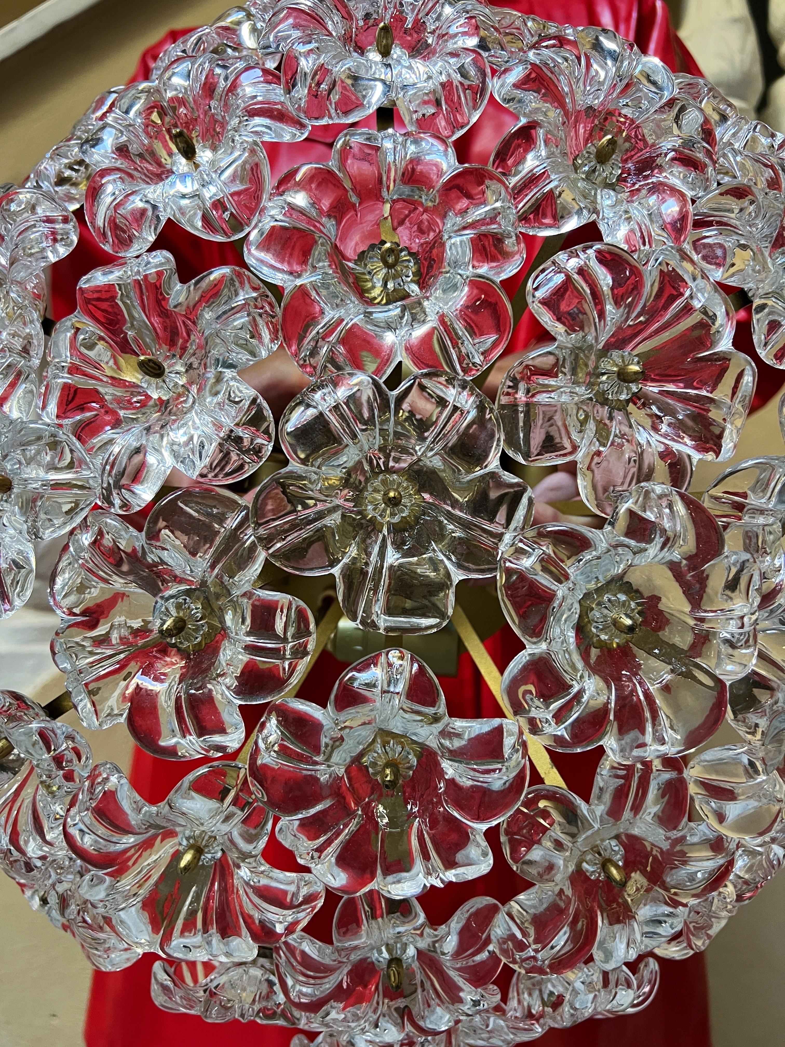 1970s Murano glass floral flush mount  In Good Condition For Sale In Palermo, PA