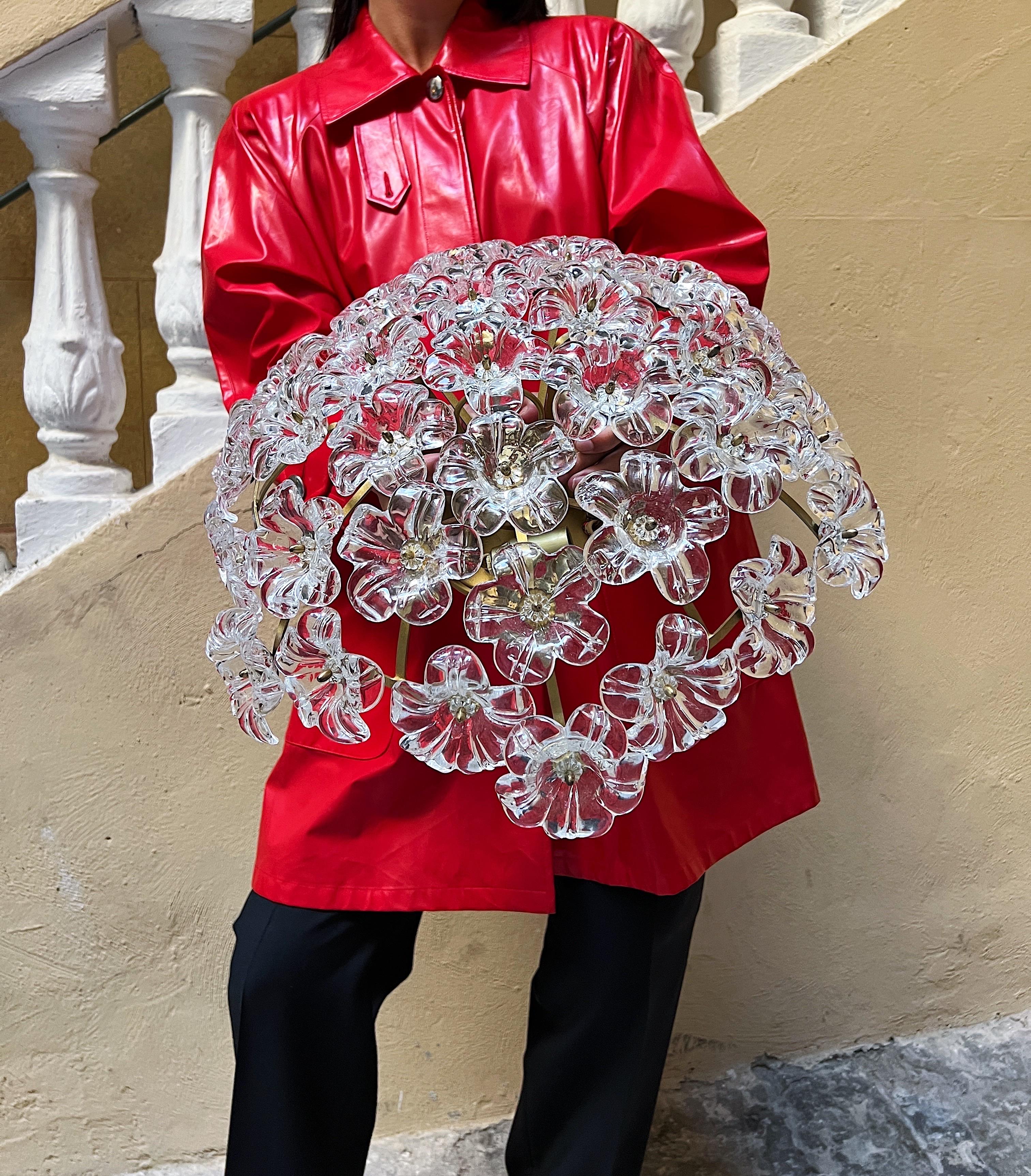 20ième siècle Encastré floral en verre de Murano des années 1970  en vente