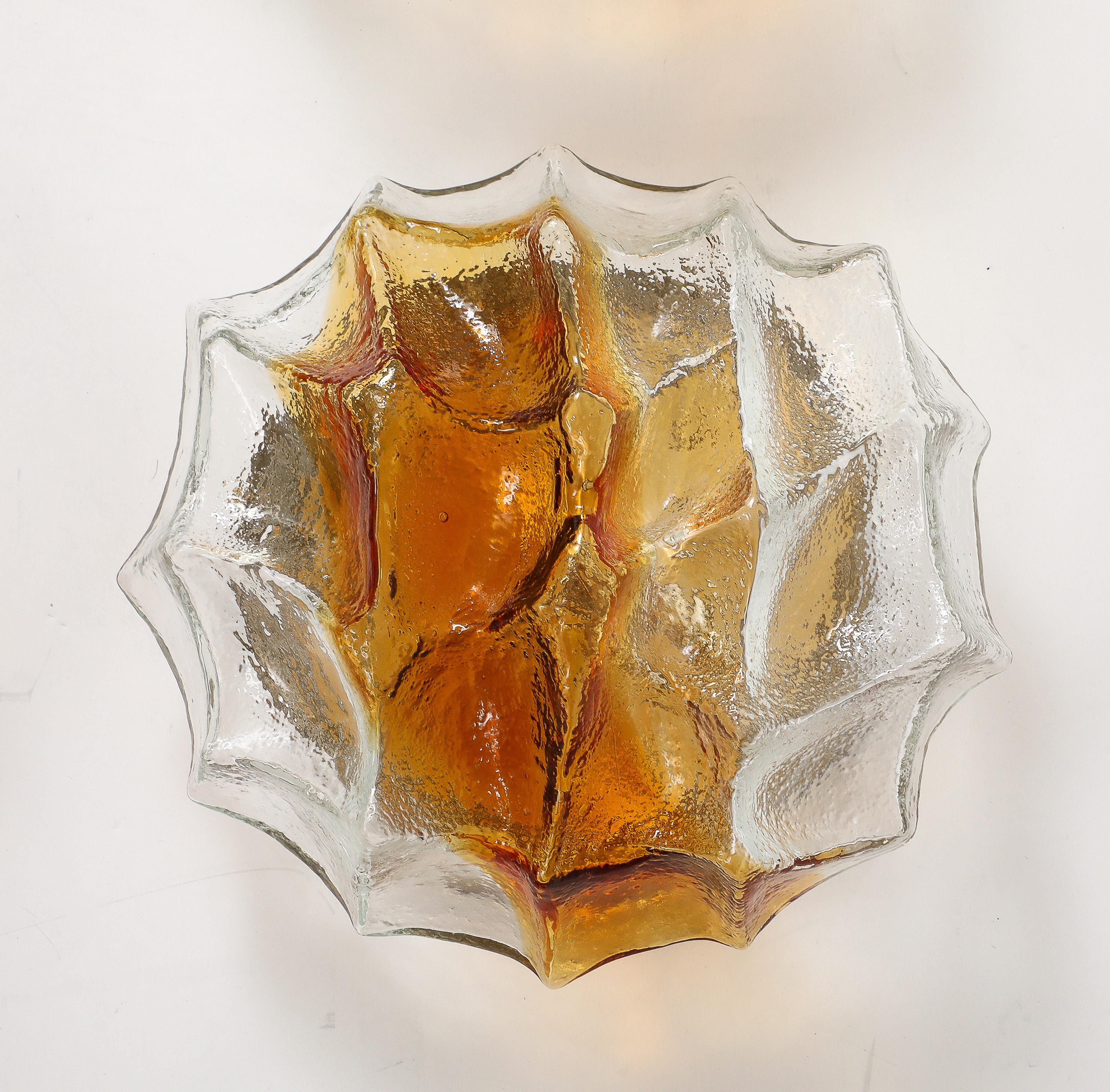 Apliques / empotrables de cristal de Murano de los años 70 Ice Berg de Mazzega 2 pares disponibles en venta 3