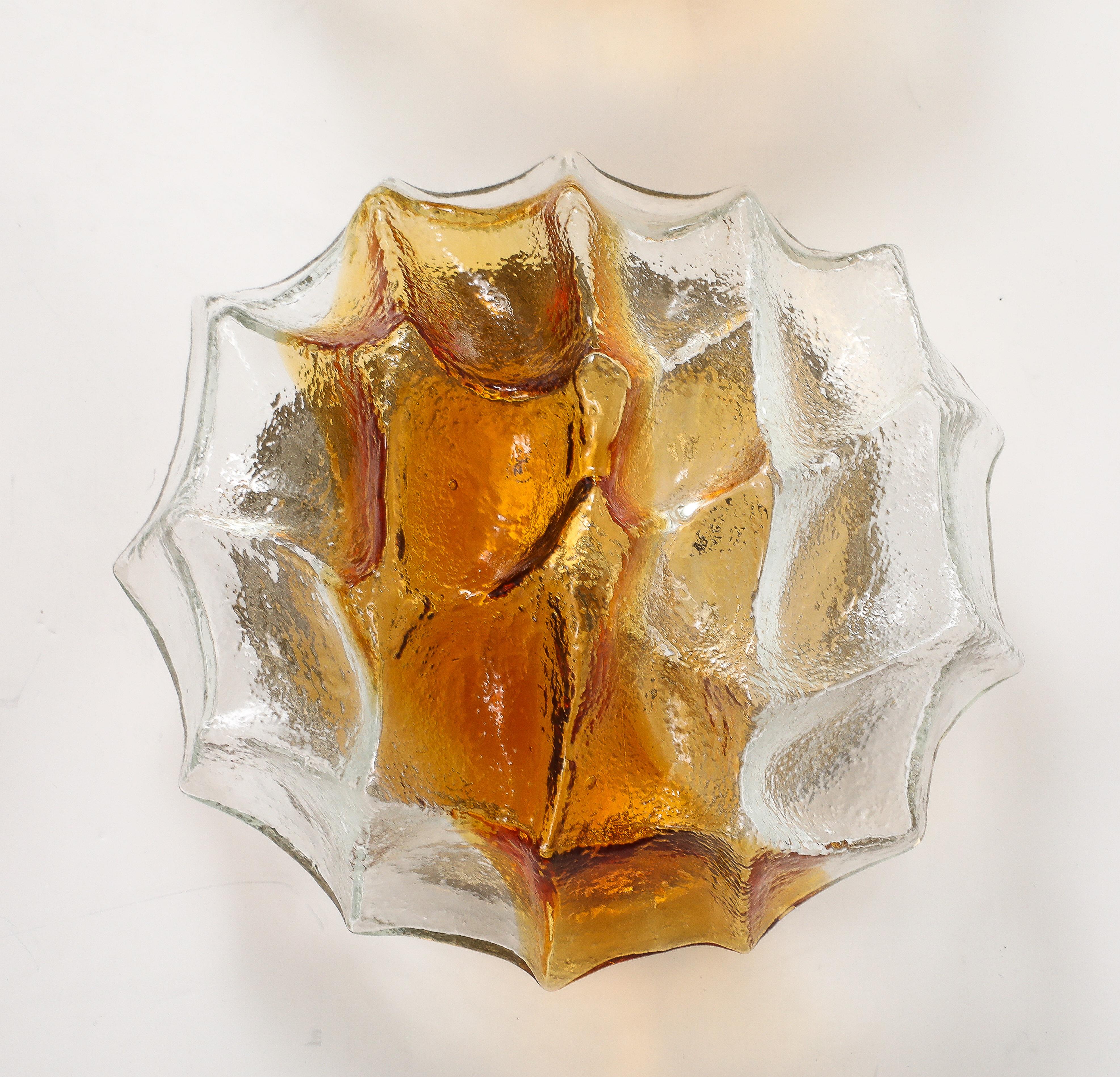 Apliques / empotrables de cristal de Murano de los años 70 Ice Berg de Mazzega 2 pares disponibles en venta 4