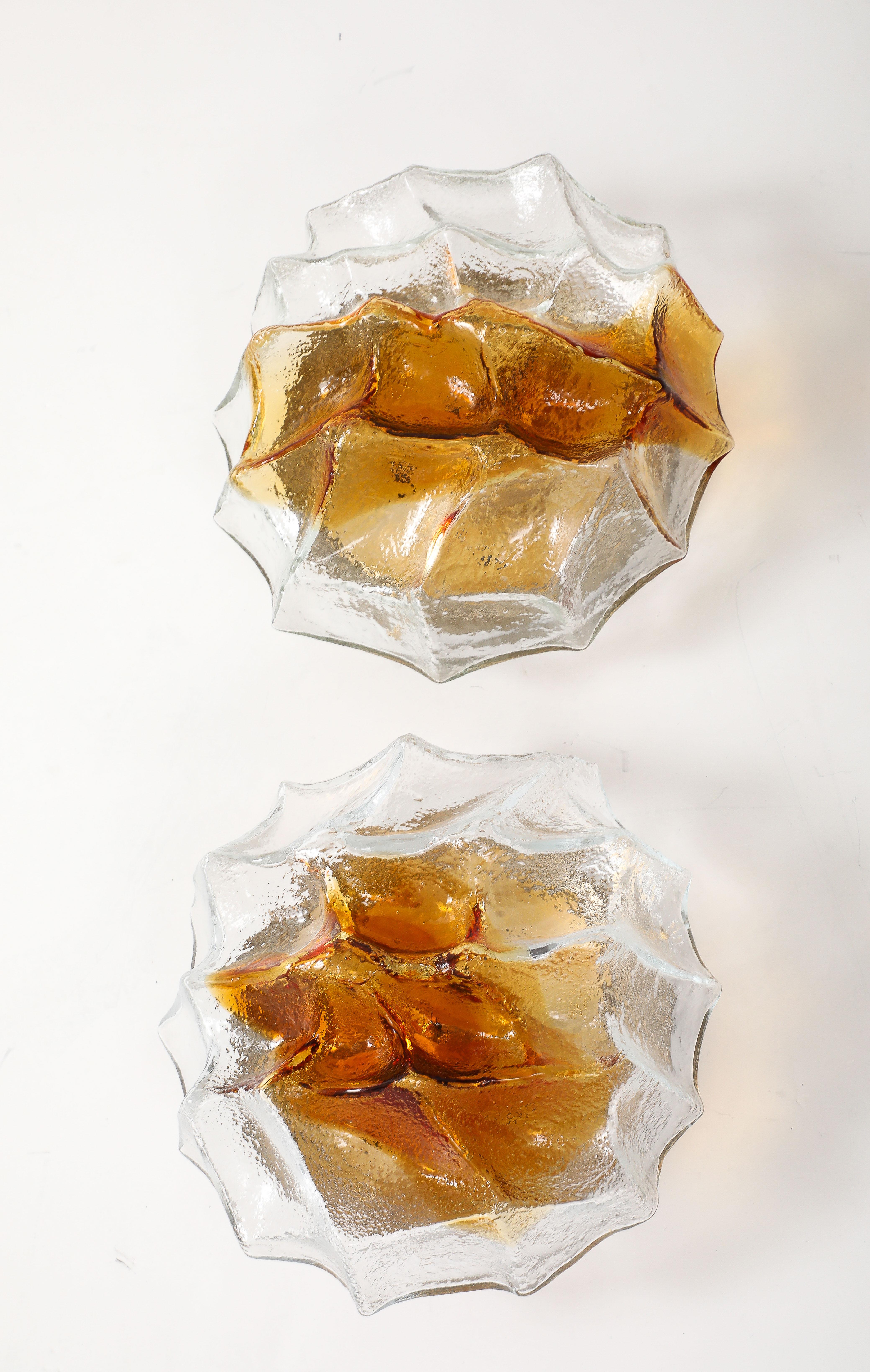 Apliques / empotrables de cristal de Murano de los años 70 Ice Berg de Mazzega 2 pares disponibles Cristal de Murano en venta