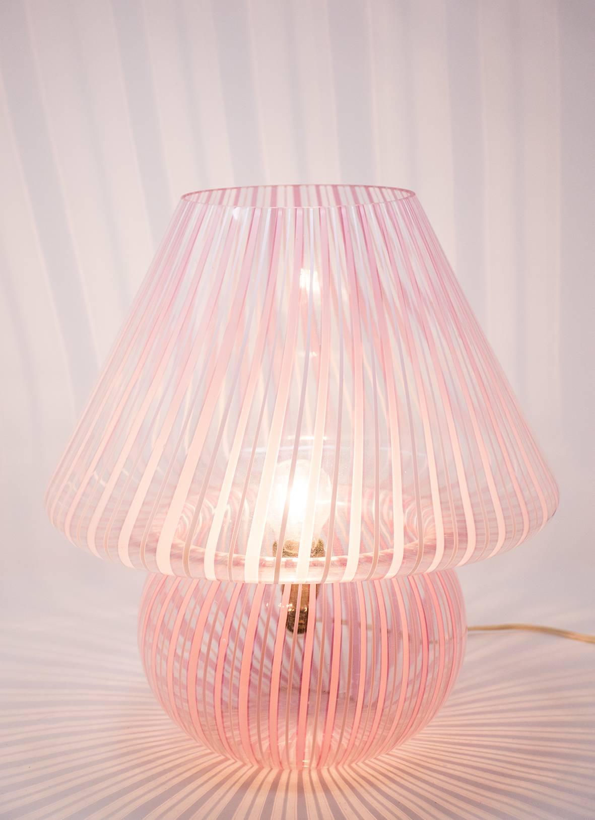 Fantastic. transparent glass lamps with color application, created circa 1970s. We have 2 pieces in stock