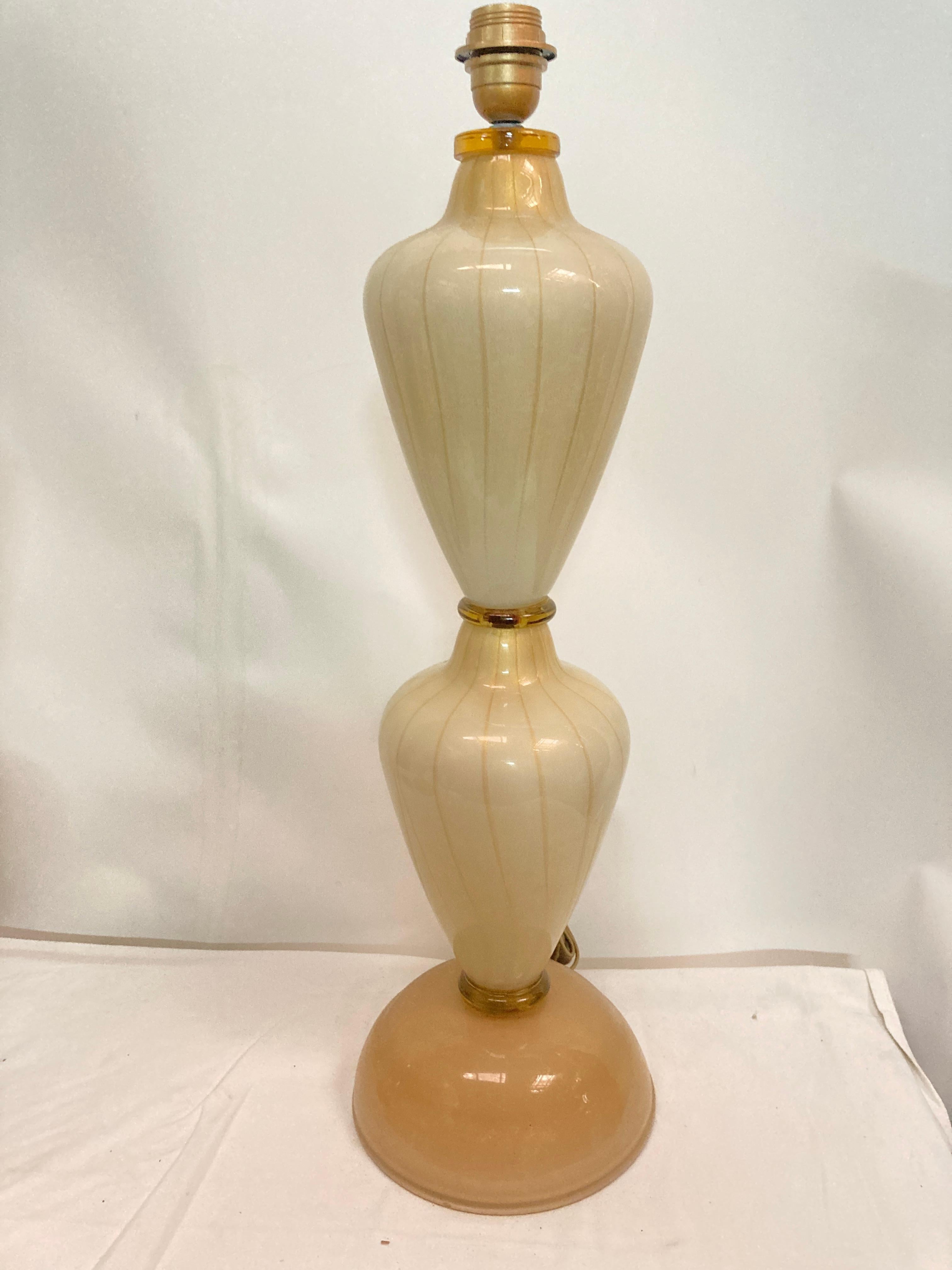 Pair of tall Murano lamps in the style of Paolo Veronese
Italy
1970's
Re-wired
No shade included