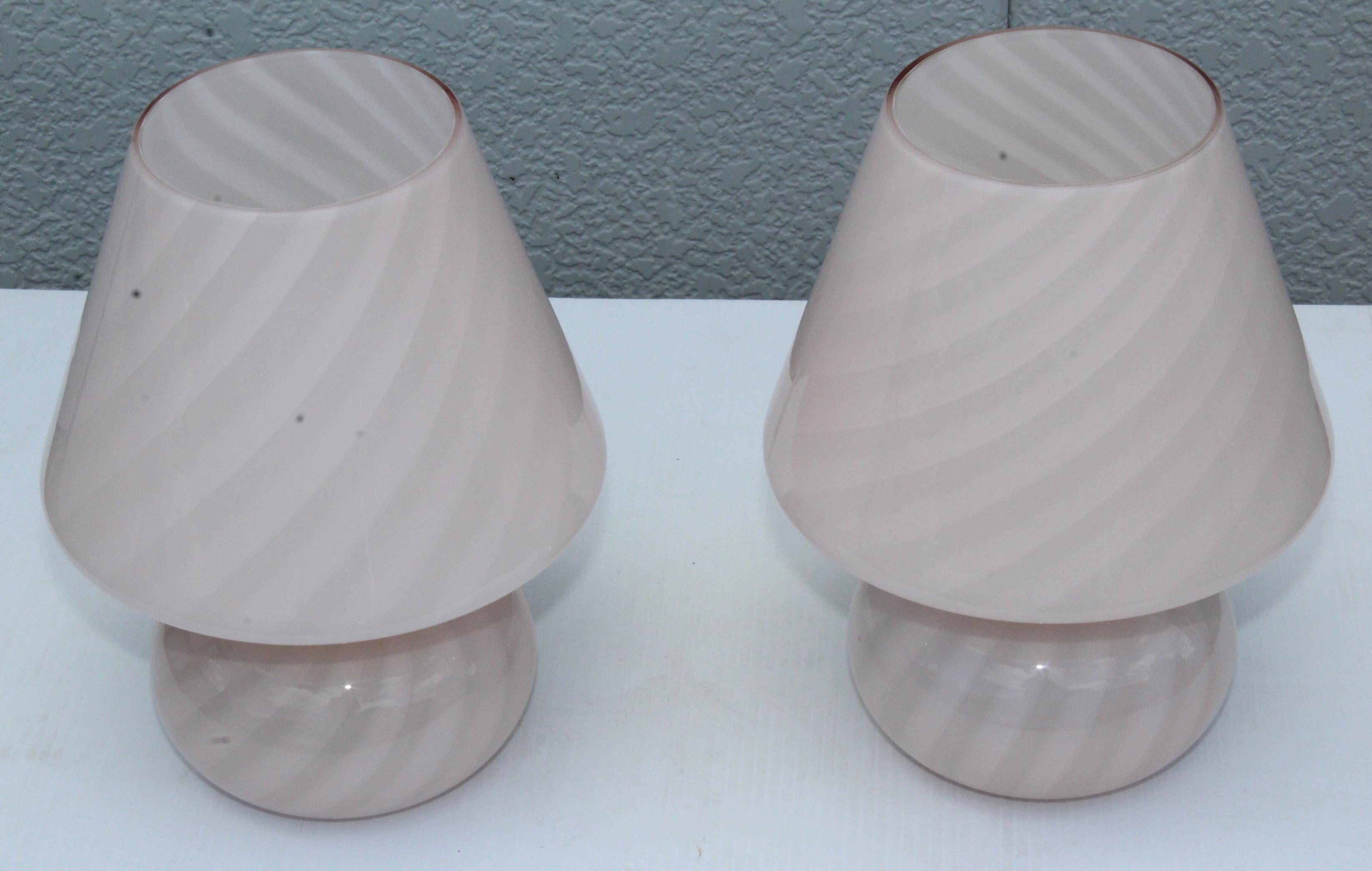1970s Murano glass mushroom table lamps.