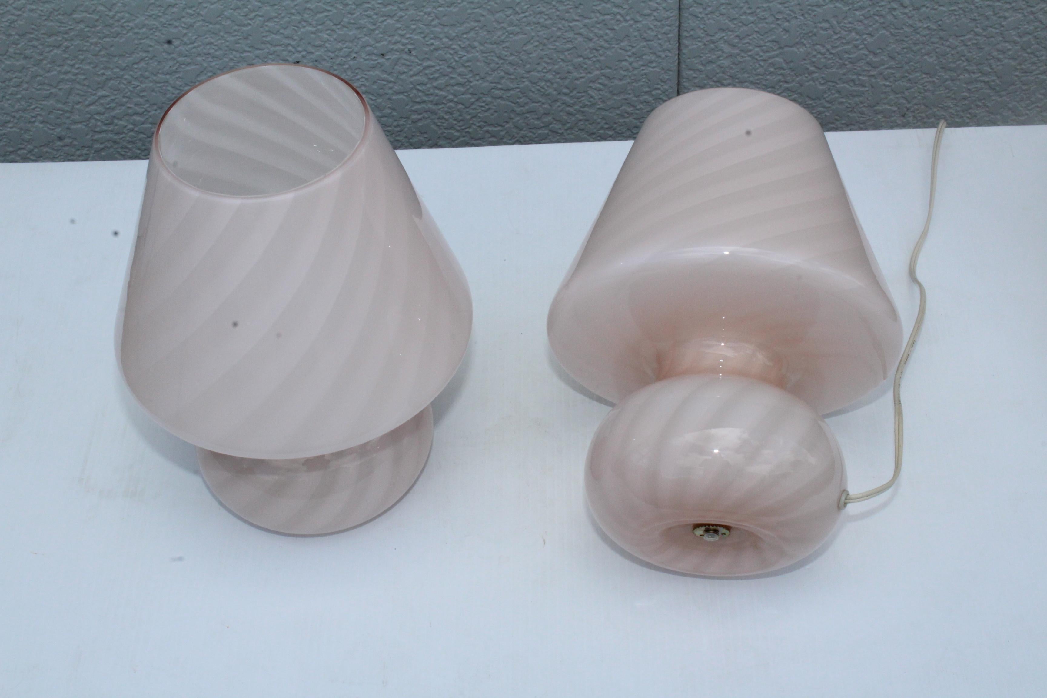 Mid-Century Modern 1970s Murano Glass Mushroom Lamps