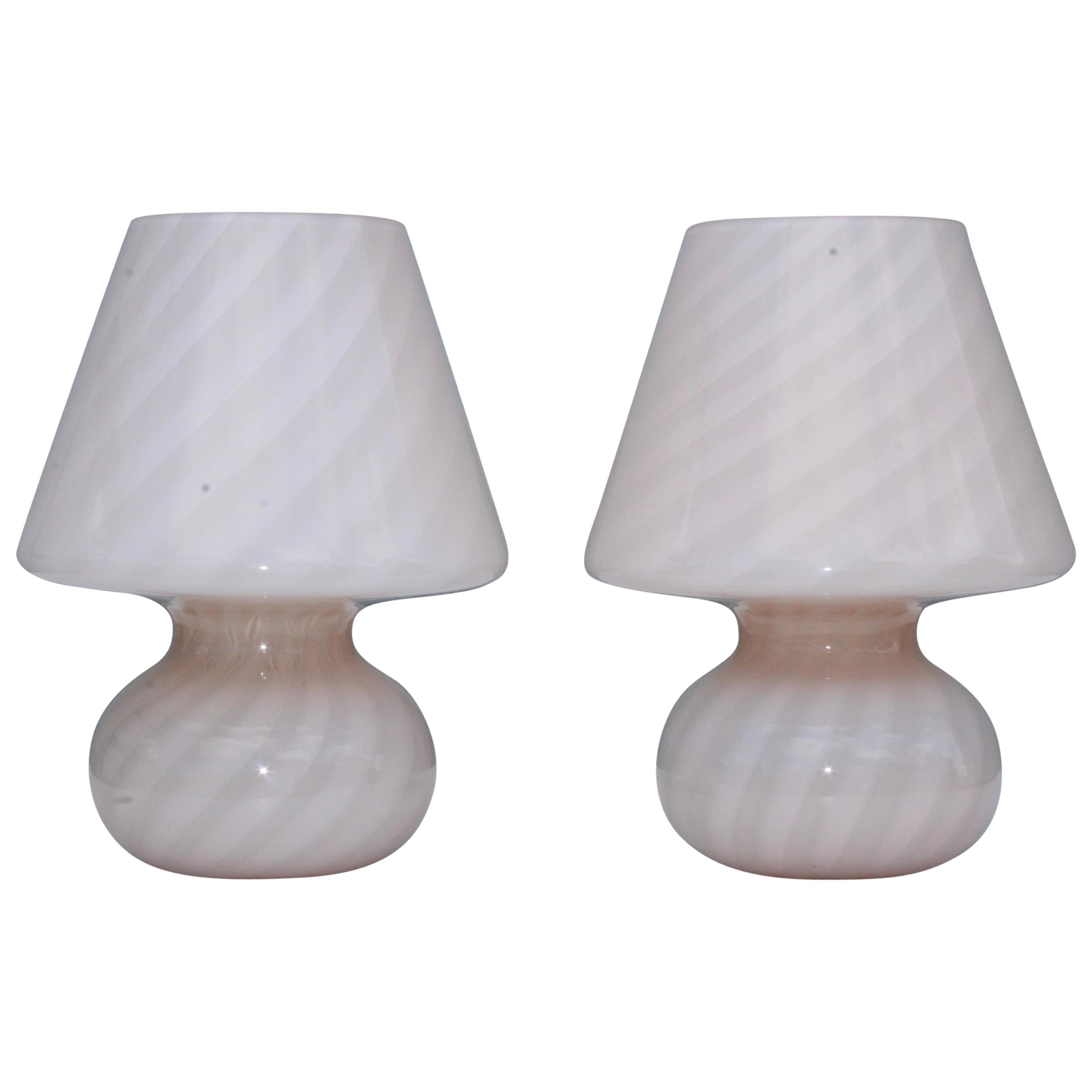 1970s Murano Glass Mushroom Lamps
