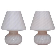 1970s Murano Glass Mushroom Lamps