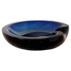 1970s Murano Glass Navy Blue Hand-Blown Italian Bowl
