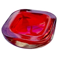 1970s Murano Glass Red Square Bowl