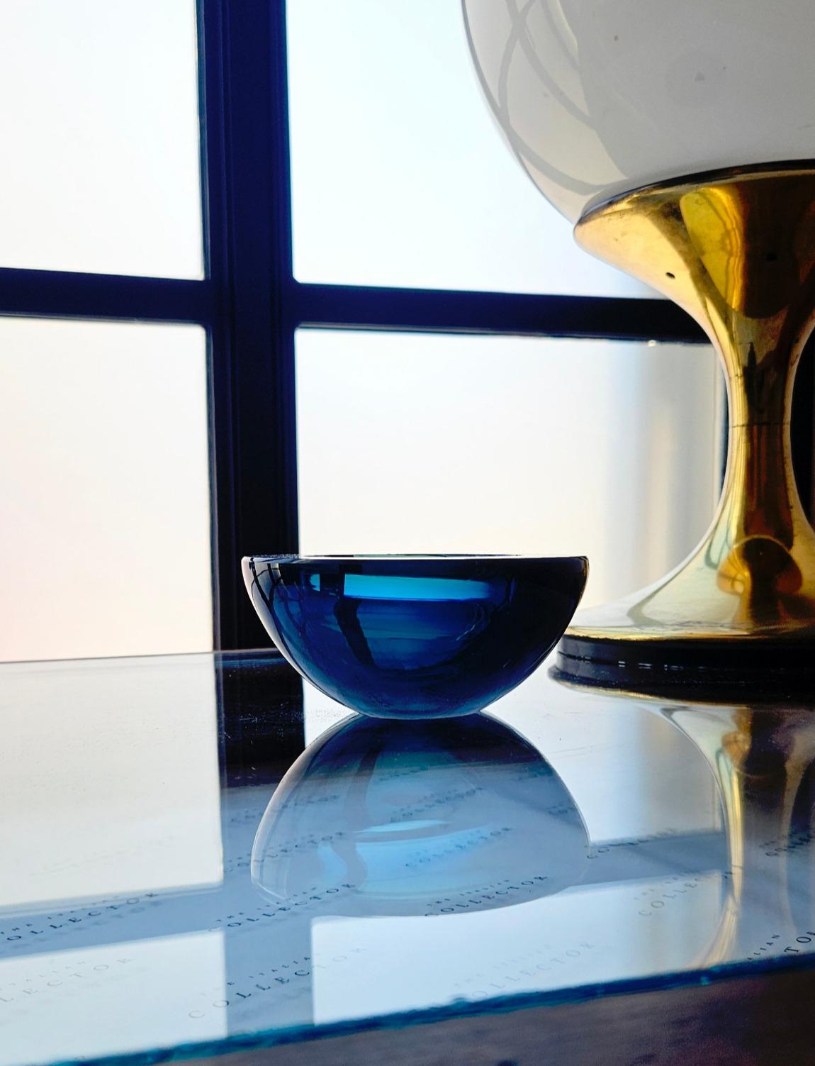 Italian 1970s Murano Glass Small Blue Bowl