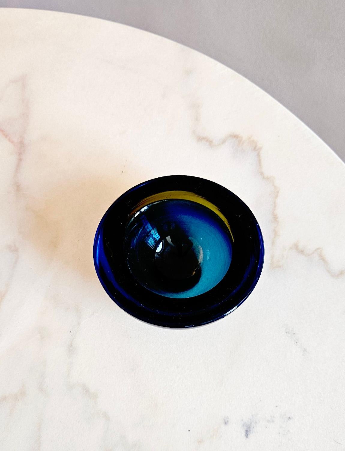 1970s Murano Glass Small Blue Bowl 1