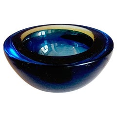 1970s Murano Glass Small Blue Bowl
