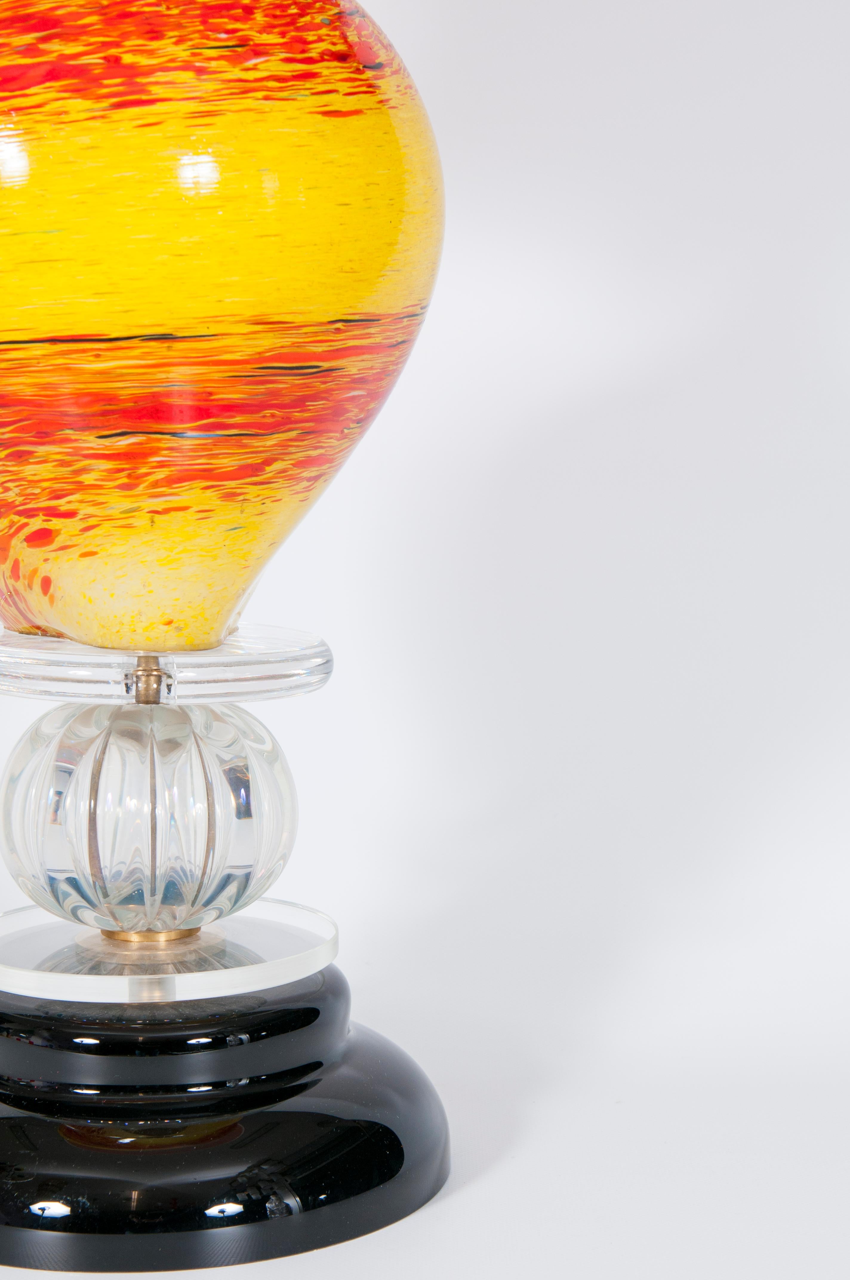 Verre Lampe de table en verre de Murano des années 1970 par Giovanni Dalla Fina en vente