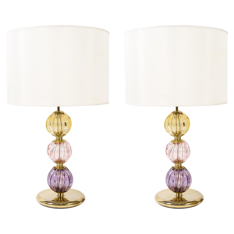 1970's Murano Glass Table Lamps