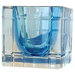 1970 Murano Glass Turquoise Cube Bowl (bol en forme de cube)