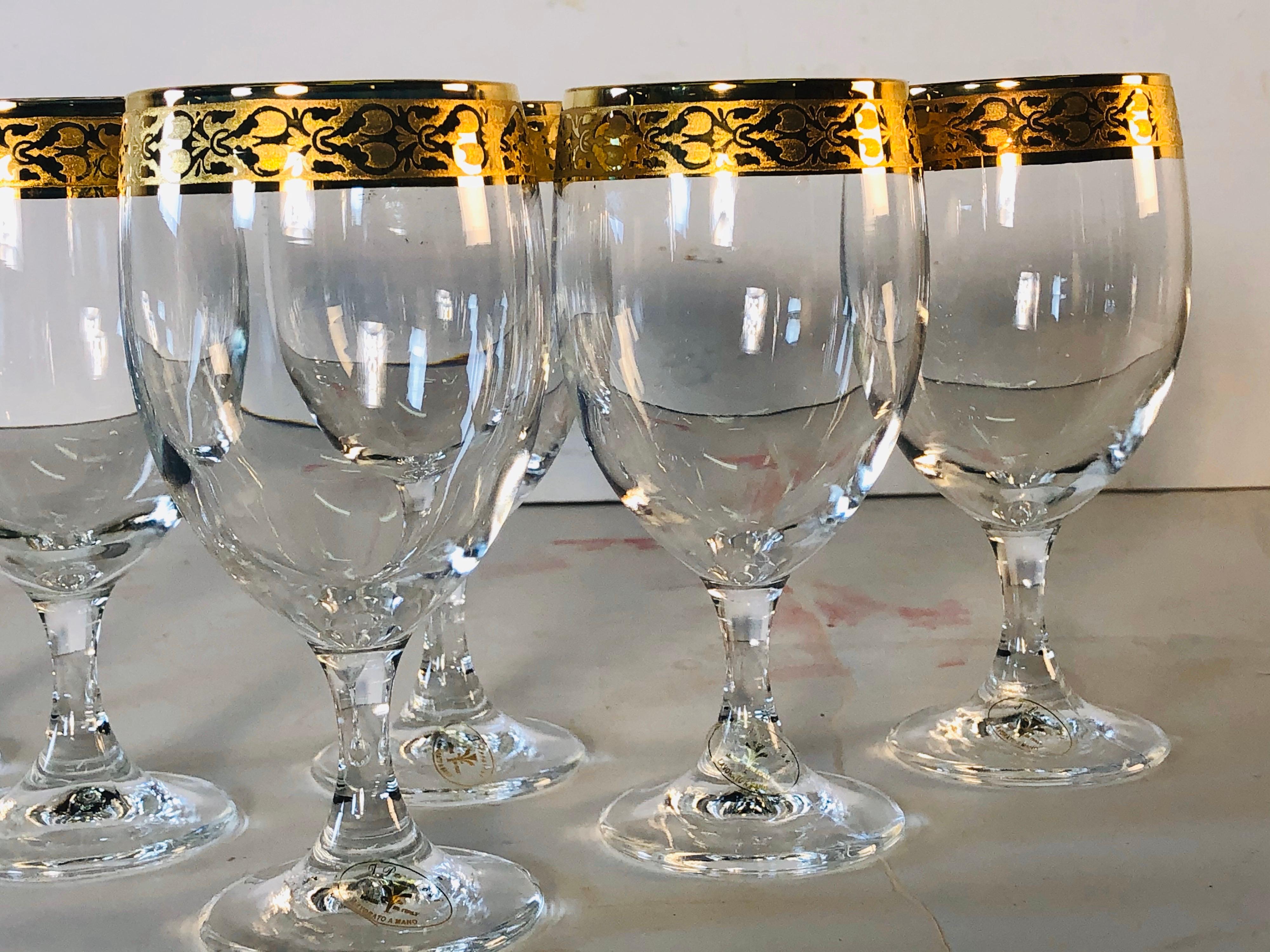 gold rimmed wine glasses vintage