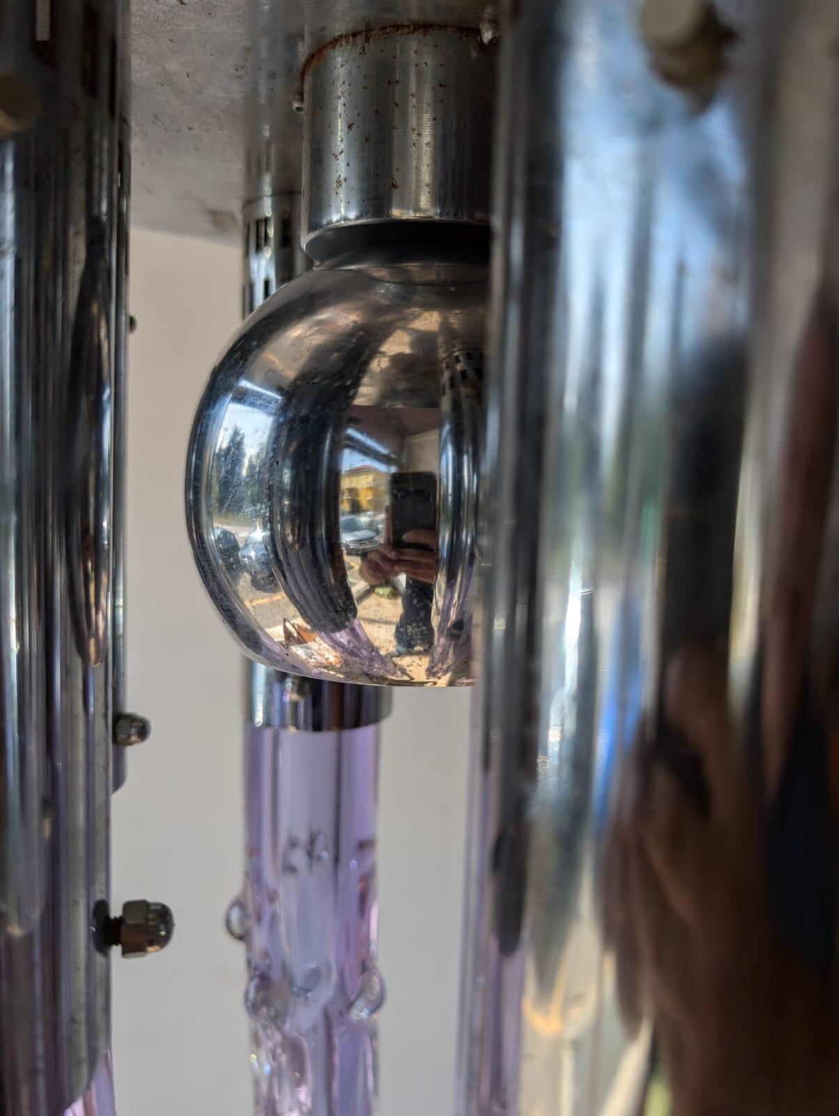 lámpara de techo de cristal iridiscente de Murano de los años 70 en venta 4