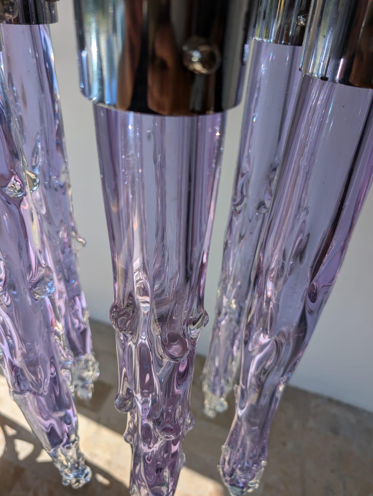lámpara de techo de cristal iridiscente de Murano de los años 70 Moderno de mediados de siglo en venta