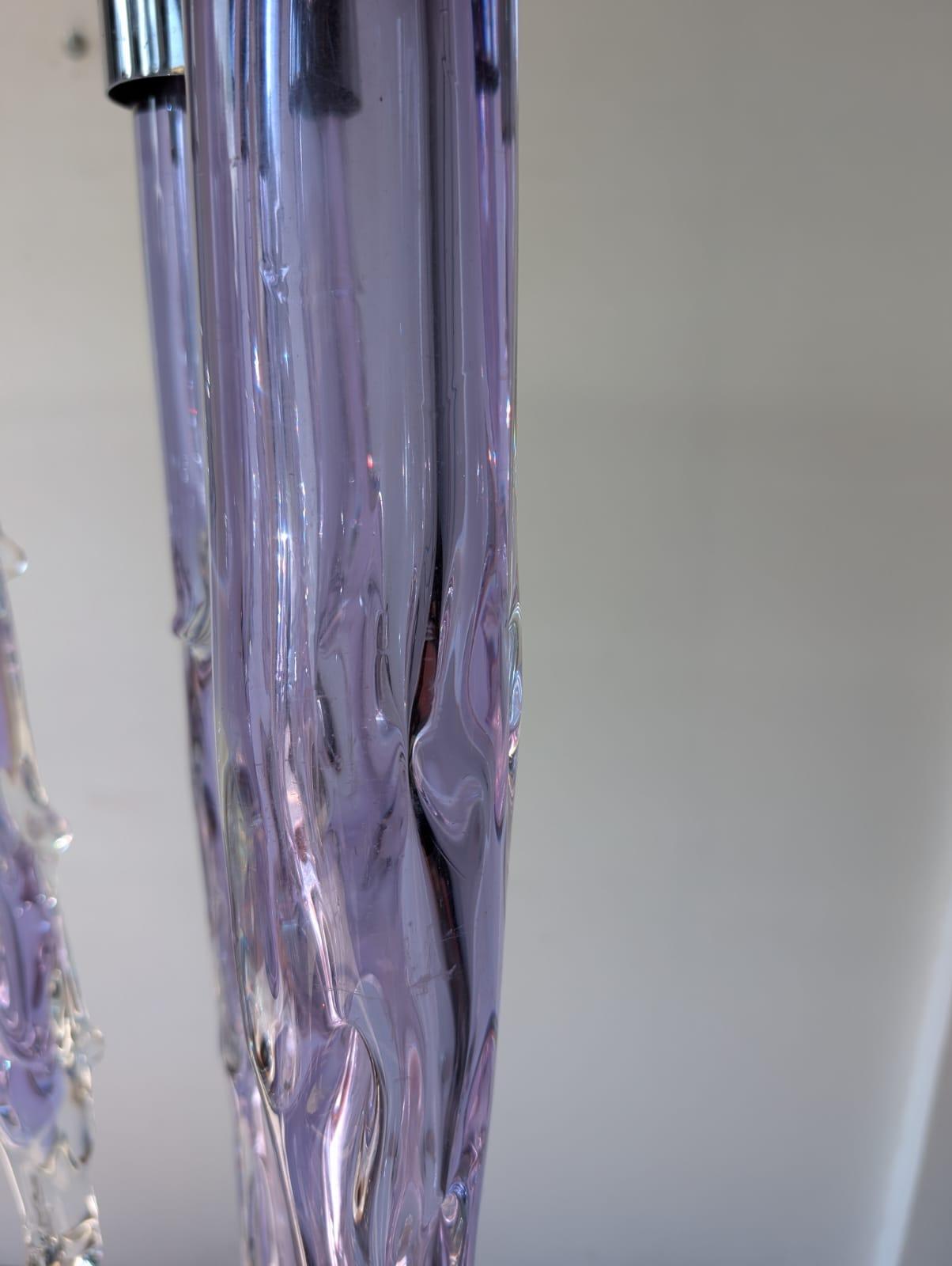 lámpara de techo de cristal iridiscente de Murano de los años 70 Italian en venta