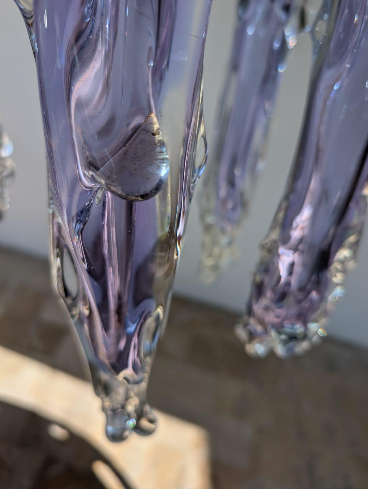 lámpara de techo de cristal iridiscente de Murano de los años 70 en Bueno estado para la venta en Medesano, Parma