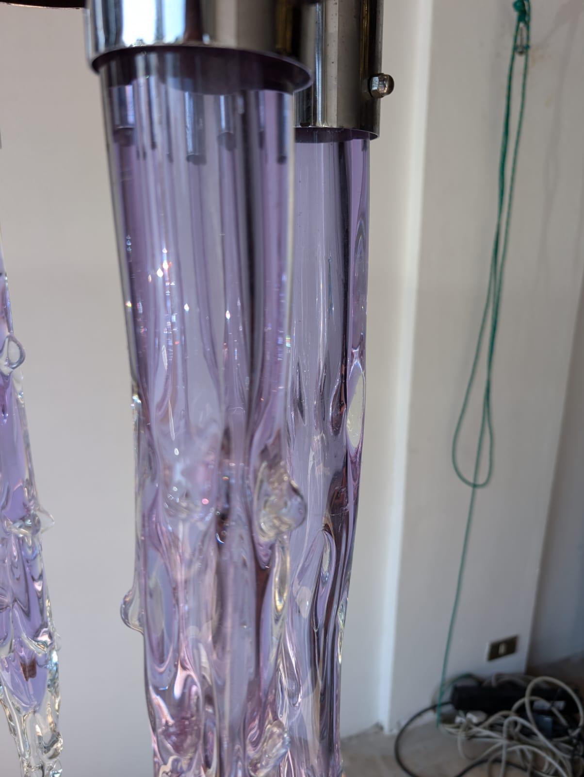 lámpara de techo de cristal iridiscente de Murano de los años 70 Late 20th Century en venta