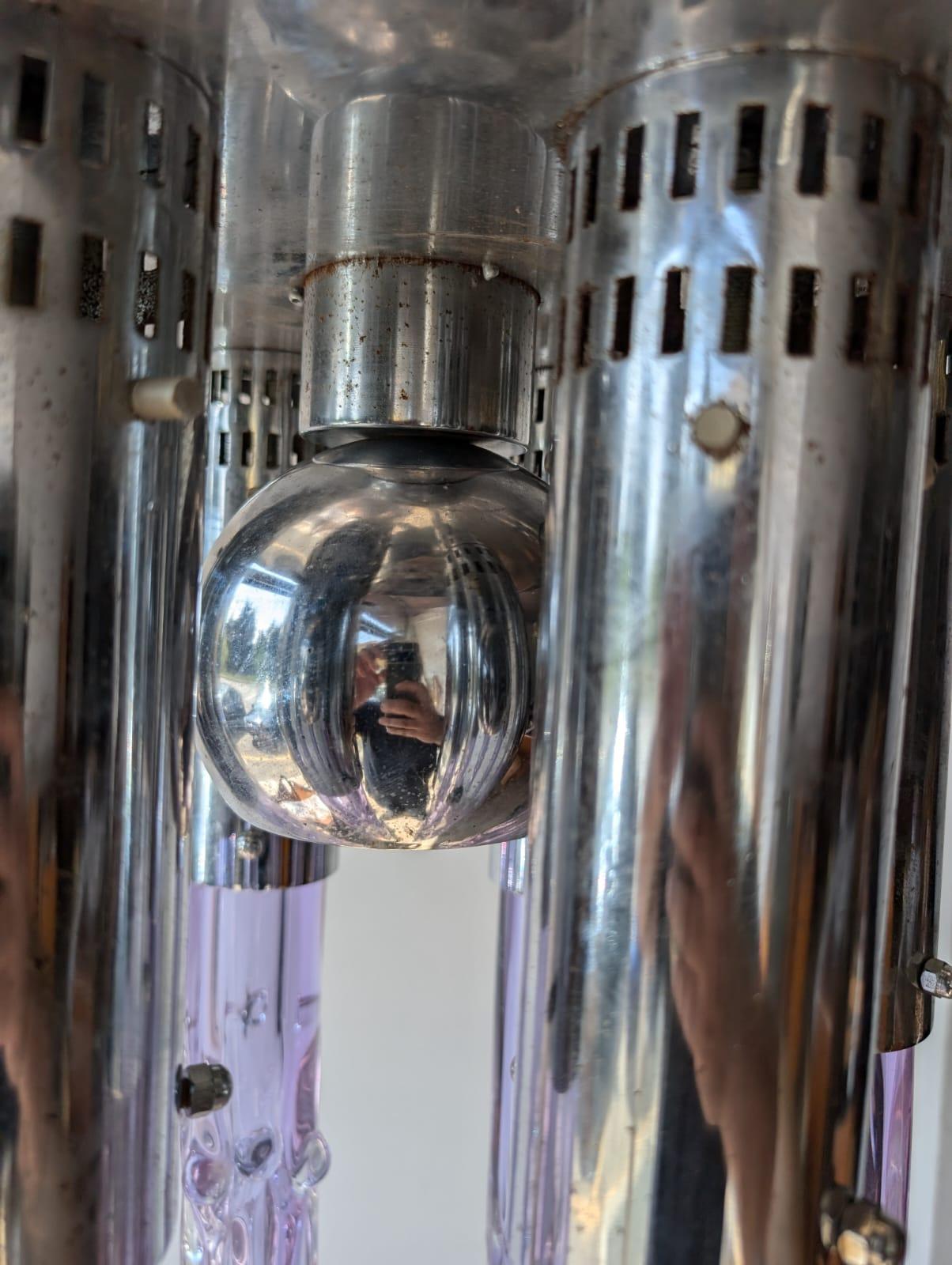 lámpara de techo de cristal iridiscente de Murano de los años 70 en venta 1