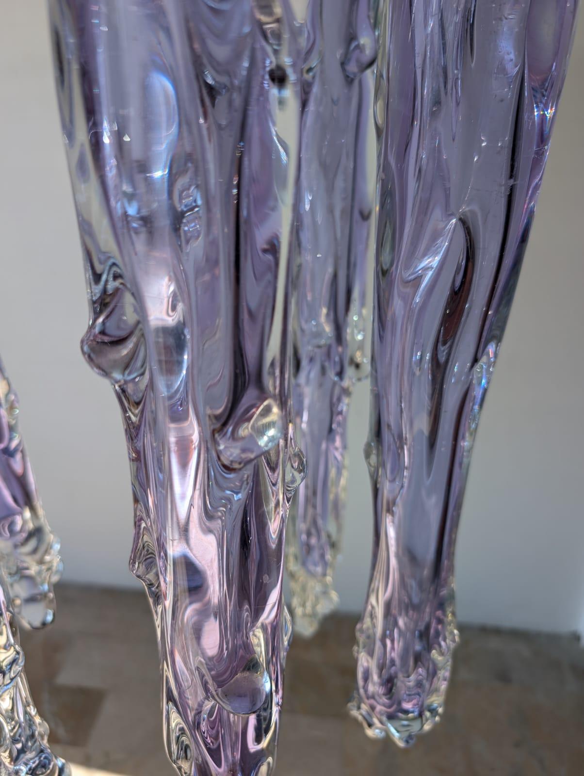 lámpara de techo de cristal iridiscente de Murano de los años 70 en venta 2